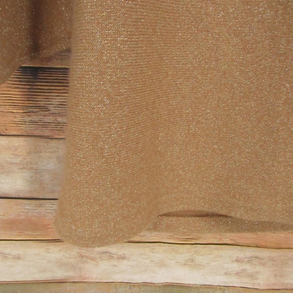 Ann Taylor Gold Metallic 3/4 Sleeve Part Cashmere Sweater Women's M - Picture 11 of 13